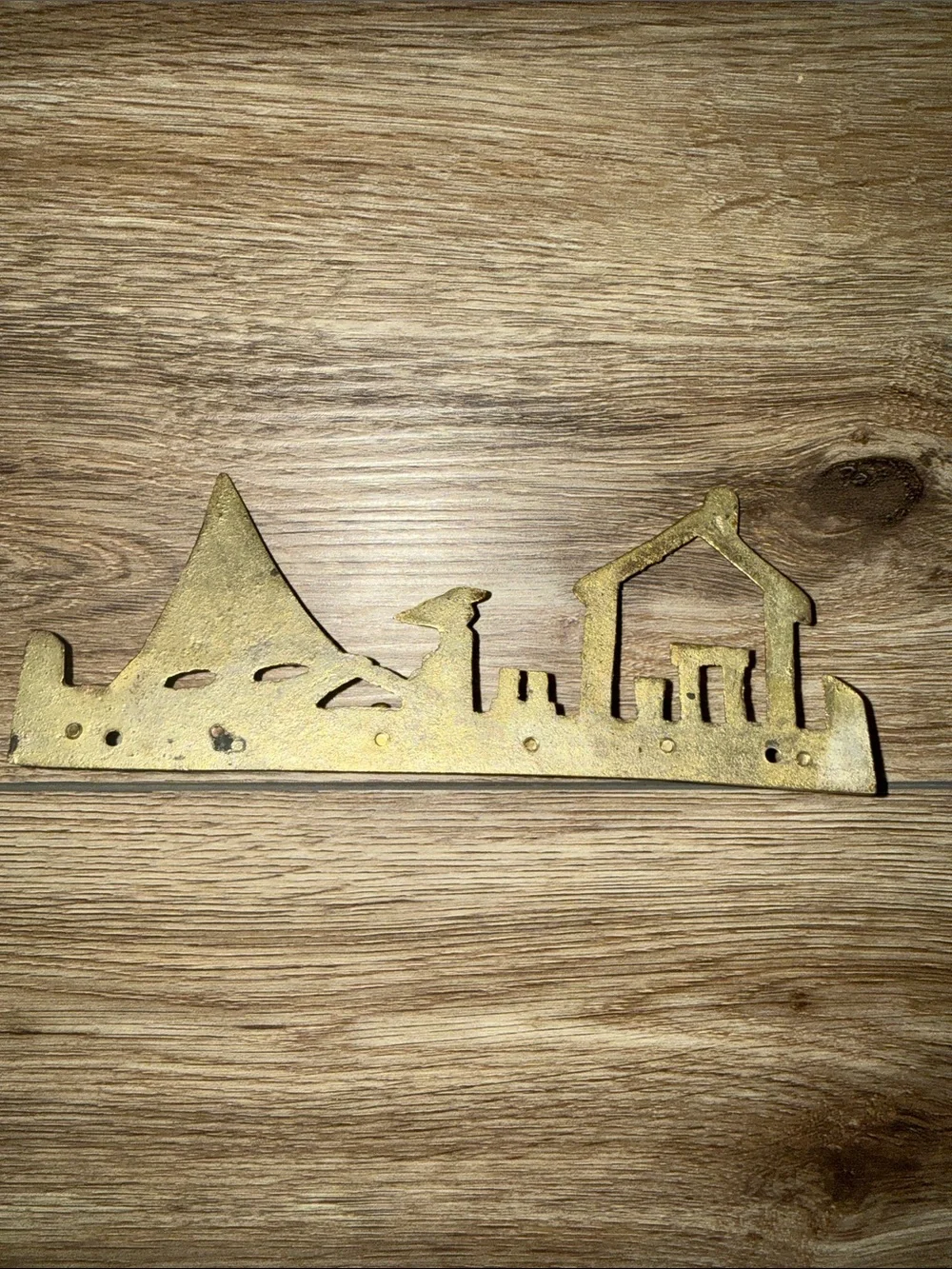 Vintage Brass Anchor & Nautical Scene Wall Hooks - Gold
